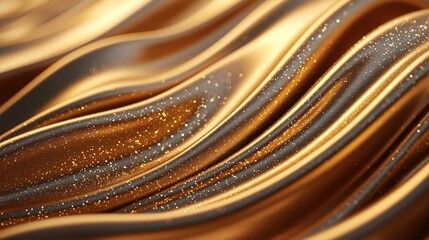 golden background glitter and harmony, A close-up of flowing golden fabric with shimmering textures, creating an elegant and luxurious appearance.