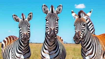 Fototapeta premium Majestic Zebras on African Savanna Wildlife Photography
