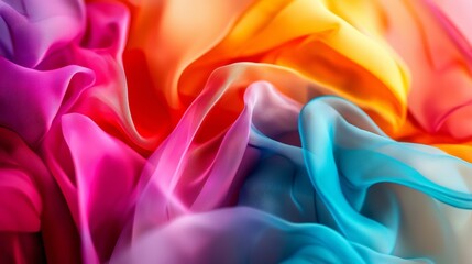 Obraz premium Vibrant silk fabric flowing in colorful waves