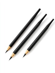 Arrangement of Black Pencils on White Background for Artistic Uses
