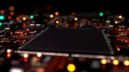 Futuristic Circuit Board  Glowing Microchips  Technology  Innovation