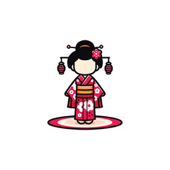 Japanese traditional woman vector
