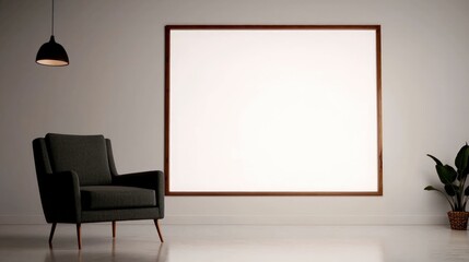 Minimalist Scandinavian Living Room with Mockup Wall and Armchair