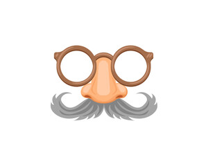 A pair of round glasses with a fake nose and mustache, perfect for fun costume disguises.
