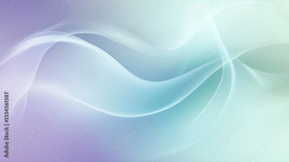 Poster flowing wavy lines create a smooth and elegant pastel gradient, forming an abstract background that 