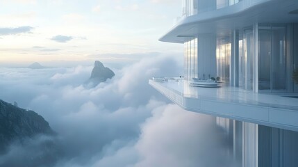 Fototapeta premium Luxurious Cloudtop Penthouse with Breathtaking Mountain Views