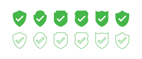 Shield icon. Shield with a checkmark in the middle Protection icon concept