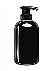 Black and White Soap Dispenser Illustration for Hygiene Products