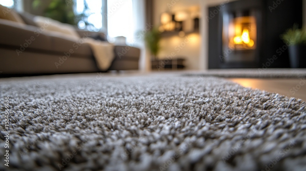 Poster soft fibers of a plush rug create a warm and inviting atmosphere in a modern living space. a glowing