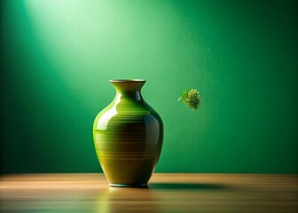 Modern Vase with Soft Shadows: Earthy Green Tilt-Shift Still Life