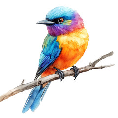 Fototapeta premium A Watercolor Painting of a Small Bird Perched on a Branch.