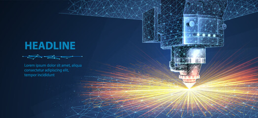 Laser cutting metal. Additive manufacturing, precision engineering.