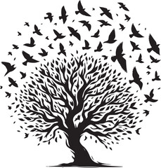 Tree and Bird Silhouette Vector Bundle | Nature-Inspired Premium Design Pack