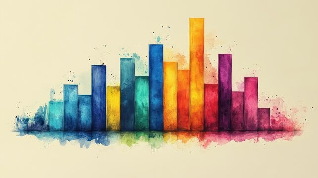Hand-Drawn Colorful Bar Chart Graphic Illustration for Data Analysis
