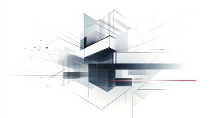 Abstract futuristic architecture design, city background, 3D model, digital art, website banner