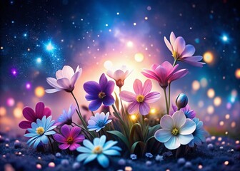Night Bloom: Spring Flowers Illuminated, Vibrant Nighttime Floral Beauty