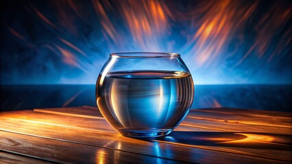 Night Still Life: Glass Vase with Water on Wooden Table - Dark Moody Photography