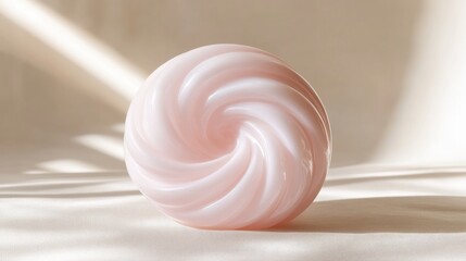 Elegant Pink Swirl Decorative Object on Soft Beige Surface