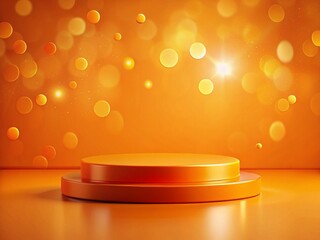 Orange Product Podium Mockup: Tilt-Shift Miniature Presentation Background