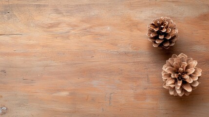 Brown Cones on Wooden Table