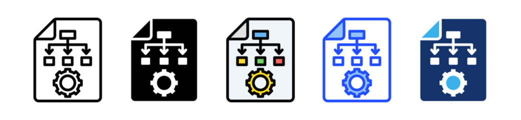 Workflow Icon Set With Multiple Style Collection