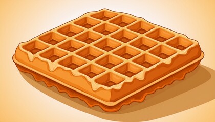 Golden Waffle Delight: A delectable, perfectly cooked waffle, boasting a grid pattern and a cascade of warm, golden syrup.
