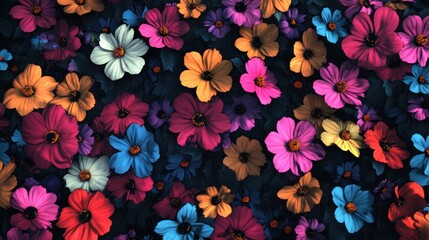 Colorful flowers, garden, vibrant, background, design