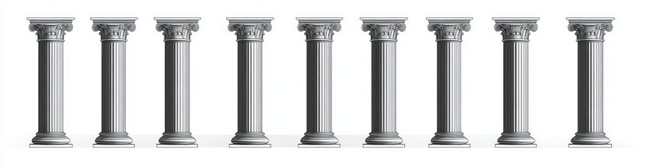 Obraz premium Classical Architecture Columns Minimalist Vector Art Set