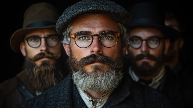 Men's Health Awareness Through Creative Mustache Styles and Expressions in a High-Quality Portrait