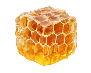 Golden honey jelly cube with visible honeycomb structure, showcasing its natural sweetness and texture. Perfect for culinary uses or as decorative element