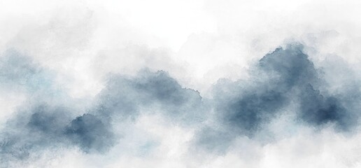 Abstract Monochromatic Watercolor Background Ethereal Texture Smooth Blending Grunge White Gray Ink Wash
