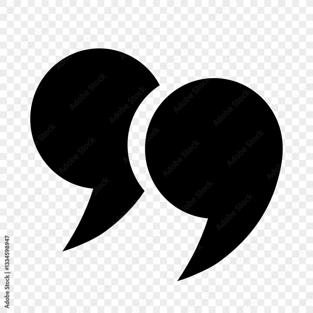 Fototapete round quotation marks are black on a transparent background. quotation marks in the title, round tic