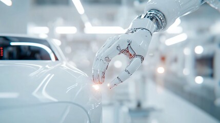 Astronaut analyzing data, futuristic environment with sleek technology, high-tech laboratory showcasing innovation, copy-space available.