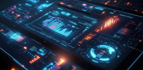 Obraz premium Business Growth Graph Analysis Financial Investment Data Dashboard Performance Trends Technology