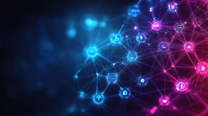 Obraz premium Futuristic Digital Network Visualization with Global Connection and Abstract Web Structure