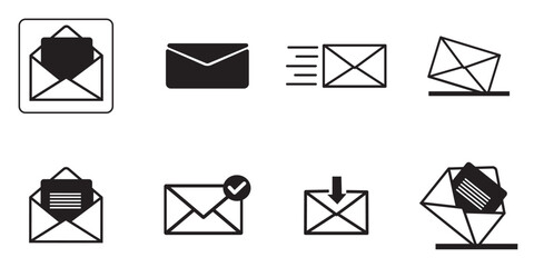 Mail icon set. mail post vector symbol. letter message envelope sign, vector illustration.
