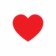 Red Heart Symbol on White Background for Love and Romance Concepts, Red heart on a white background top view valentines day greeting card design.