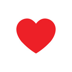 Red Heart Symbol on White Background for Love and Romance Concepts, Red heart on a white background top view valentines day greeting card design.