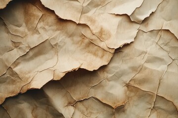 Aged crumpled paper texture background sepia tones