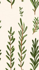 A pattern of fragrant rosemary sprigs with neat green leaves creating a textured botanical design