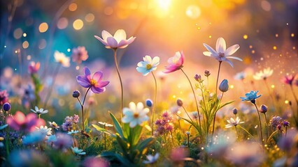 Pastel Sunlit Delicate Flowers Long Exposure Photography