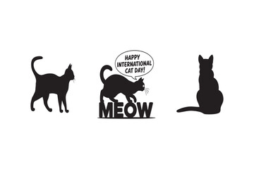 T-shirt design , National Day of Cat ,vector art illustration.