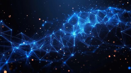 Obraz premium Futuristic Digital Abstract Background with Glowing Blue Lines and Geometric Patterns