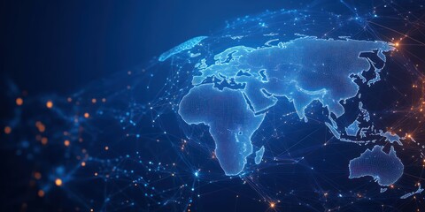 Global Network Connection Visualization Futuristic Design for Social Communication and Technology