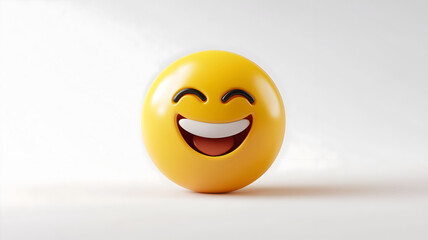 Fototapeta premium A yellow smiley face with a big grin. The face is smiling and has a happy expression