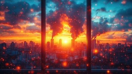Fototapeta premium Greenhouse Gas Emissions and Their Impact on Climate Change and the Environment