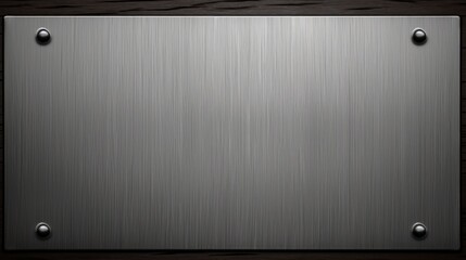 Metallic Plate with Brushed Finish and Screws on Non Slip Surface Background