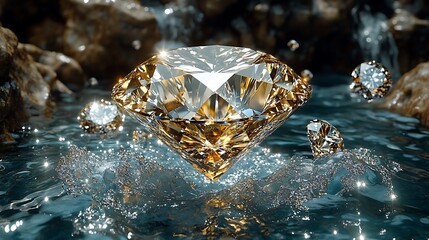 Fototapeta premium Sparkling diamond in water.