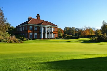 golf club building stood majestically against clear blue sky