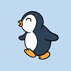 Happy cute penguin running
